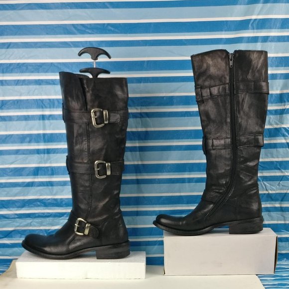 GENUINE LEATHER COUNTRY ENGLISH TALL FULL ZIP RIDING Moto Biker BOOT 7US/5UK - Picture 2 of 9